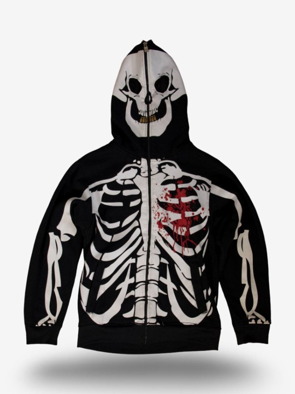 Y2K Mecca Squeletton Halloween Full Zip Hoodie